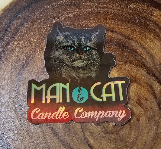 Man & Cat Logo Holographic Sticker